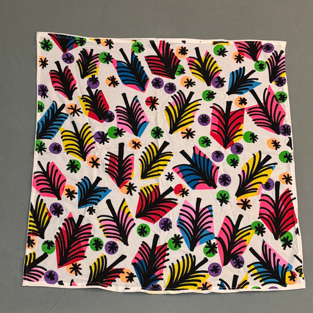 Lush Knot Wrap Organic Cotton Scarf Abstract Palm Print Multi Color 27.5 "